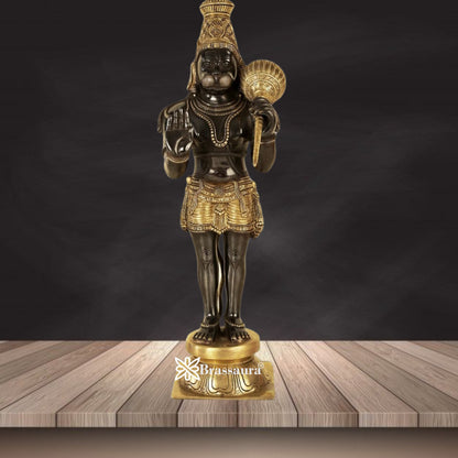 Brassaura™ Brass Standing Hanuman Murti with Intricate Design – Height 21 Inches & Weight 9.2 Kgs