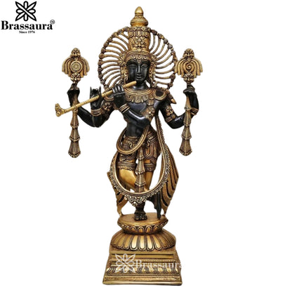 Brass Krishna Murti Weight 14 Kg And Height 24 Inch