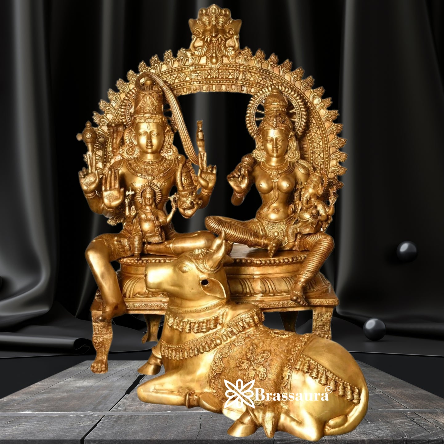 Brass Royal Golden Shiv Family  Weight 165 Kg & Height 53 Inch