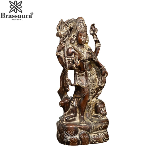 Brassaura™ Brass Ardhanarishwar Statue – Height 13 Inches & Weight 5 Kgs | Classic Temple Art Piece