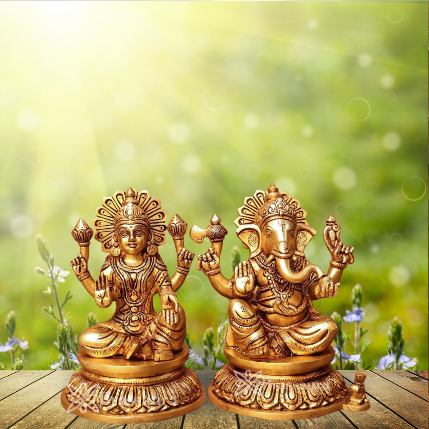 Brass Lakshmi Ganesh Murti Weight 6.3 Kg And Height 8 Inch