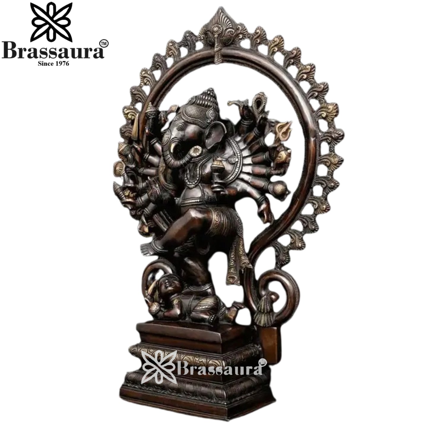 Brass Dancing Ganesha Statue Weight 20.53 Kg And Height 25.2 Inch