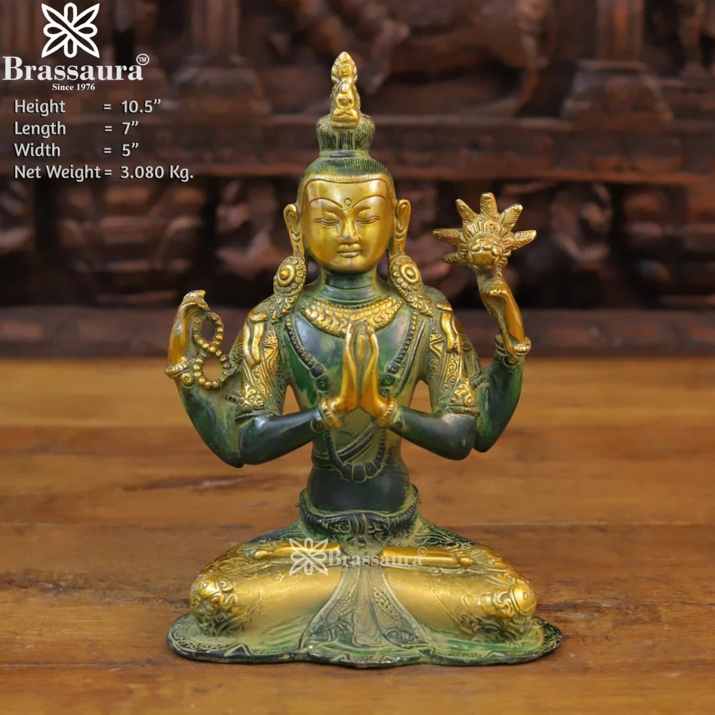 Brass Vintage Tara Statue Weight 3.08 Kg And Height 10.5 Inch