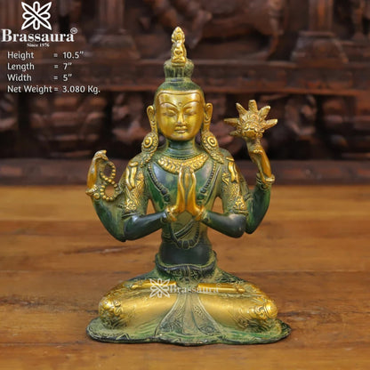 Brass Vintage Tara Statue Weight 3.08 Kg And Height 10.5 Inch