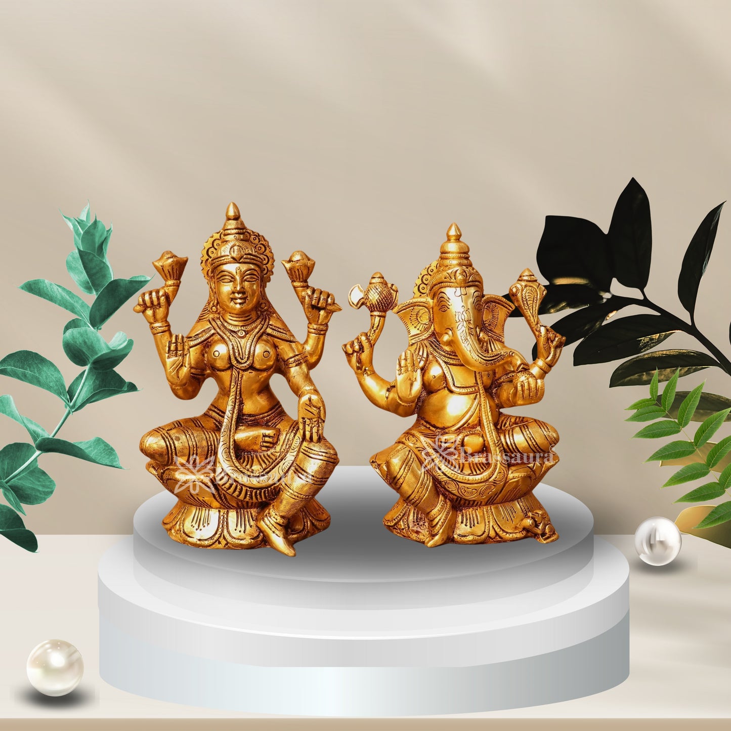 Brass Lakshmi Ganesh Murti Weight 4 Kg And Height 11 Inch