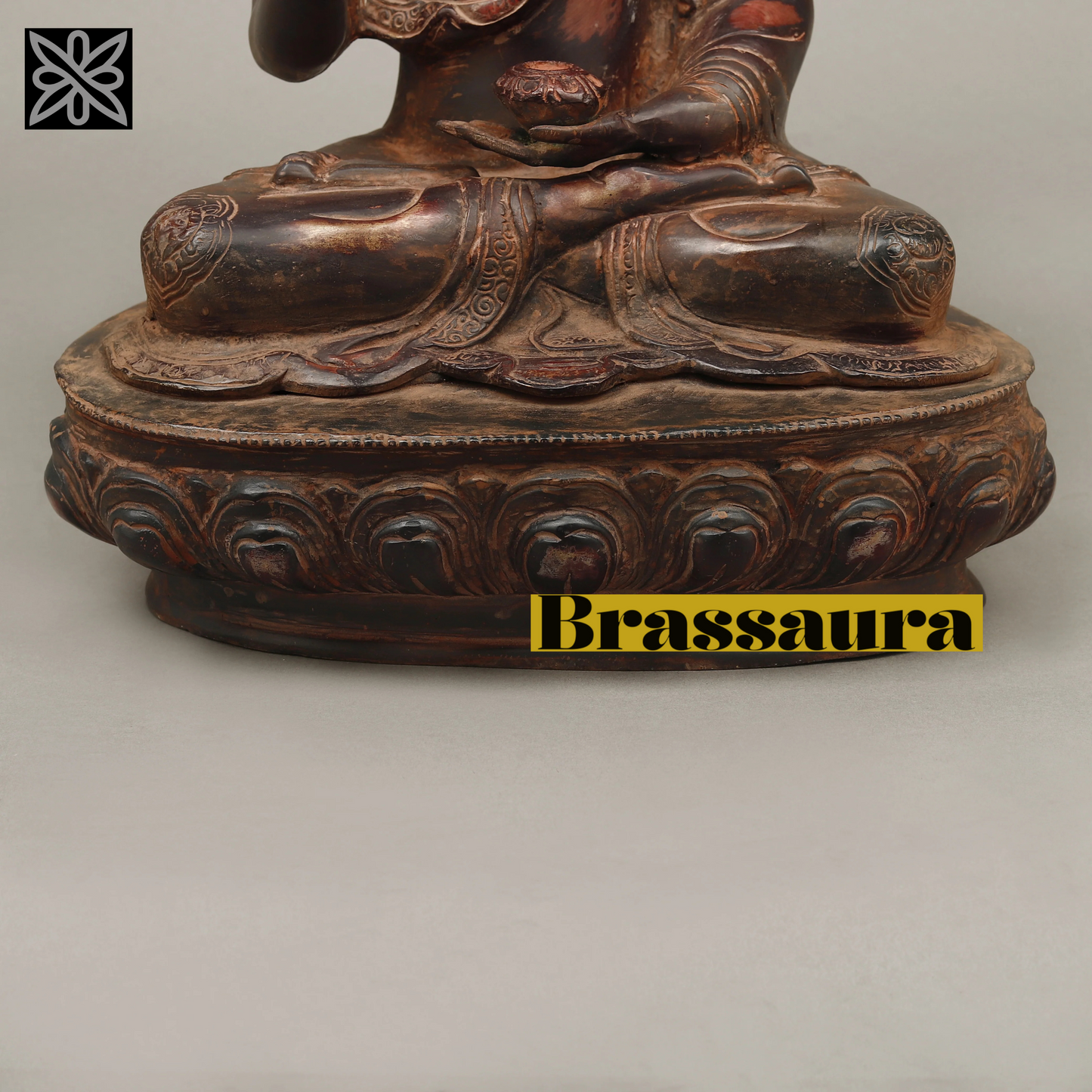 Brassaura™ Brass Buddha Statue in Blessing Posture – Height 17 Inches | Weight 9.88 Kgs | Copper Rustic Finish