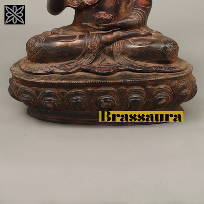 Brassaura™ Brass Buddha Statue in Blessing Posture – Height 17 Inches | Weight 9.88 Kgs | Copper Rustic Finish