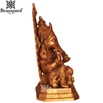 Brass Ring Ganesha Statue Weight 10.7 Kg & Height 15.2 Inch