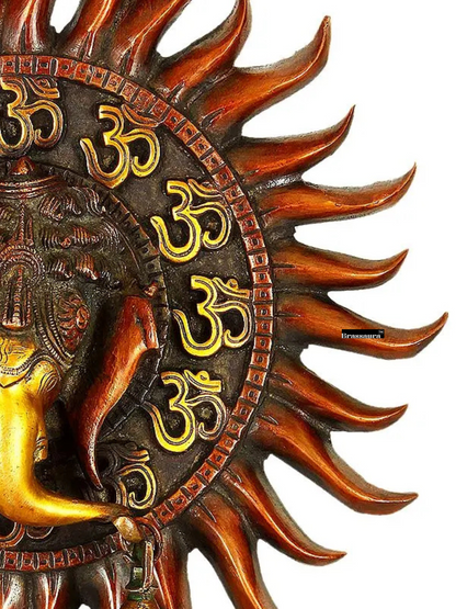 Brassaura™ OM (AUM) Ganesha Wall Hanging Brass – Height 10.63 inches | Weight 2.43 kgs