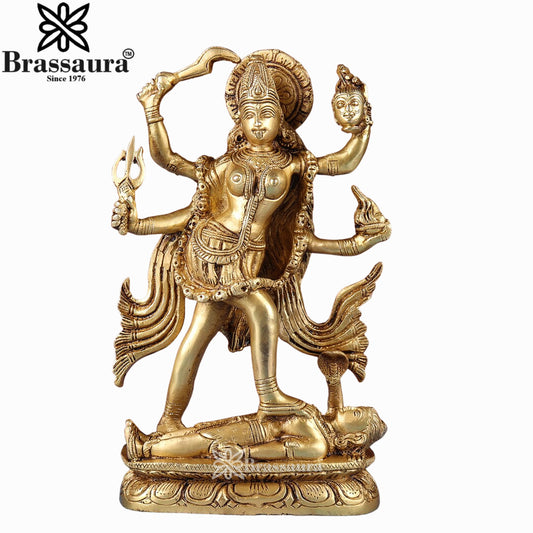 Brassaura™ Decorative Brass Kali Maa Statue – Height 9.44 Inches & Weight 3.41 Kgs | Puja Room Idol