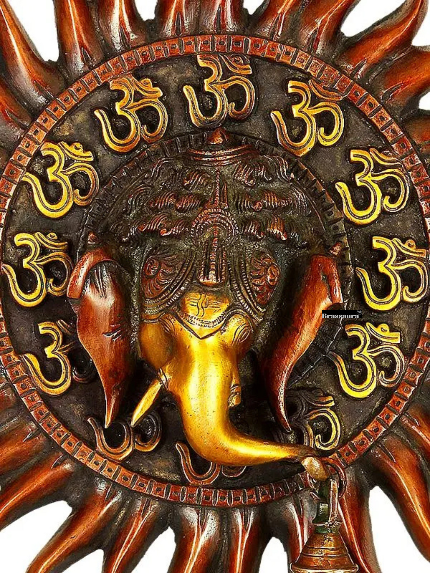 Brassaura™ OM (AUM) Ganesha Wall Hanging Brass – Height 10.63 inches | Weight 2.43 kgs