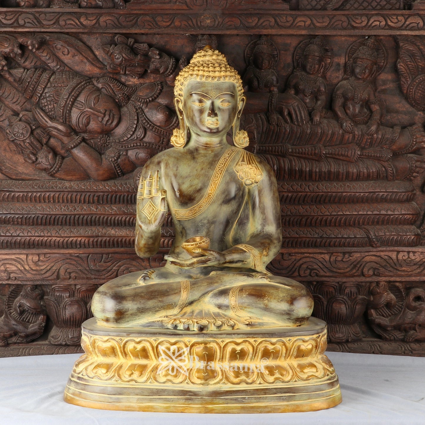 Brass Blessing Buddha Weight 26.1 kg & Height 24 Inch