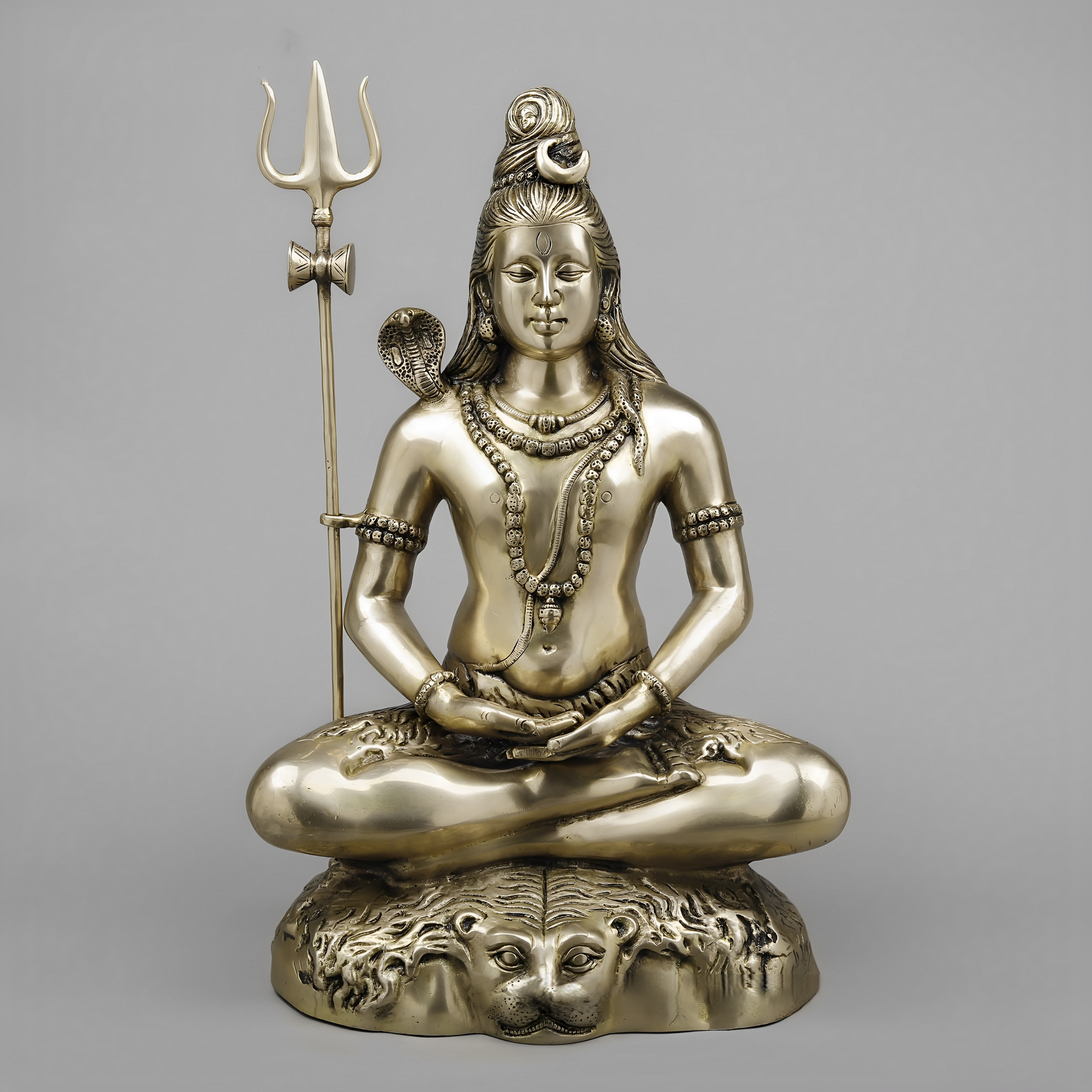 Brassaura™ Pure Brass Lord Shiva Idol – 23 Inch Height, 15.890 Kg Weight – Handcrafted Divine Statue