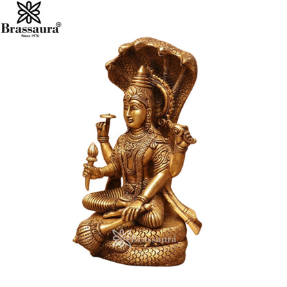 Brass Vishnu On Sheshnaag Statue Weight 7.7 Kg And Height 12.5 Inch