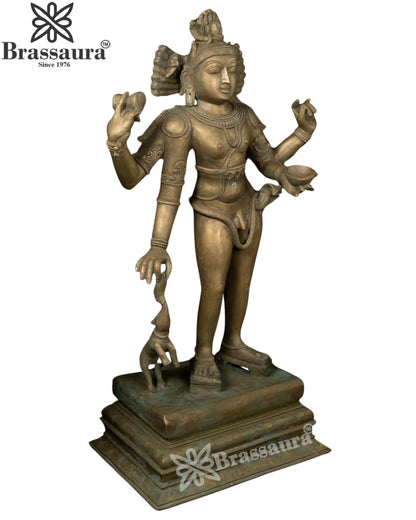 Bronze Antique Lord Bhikshatana Shiva Statue Weight 37 Kg And Height 30 Inch