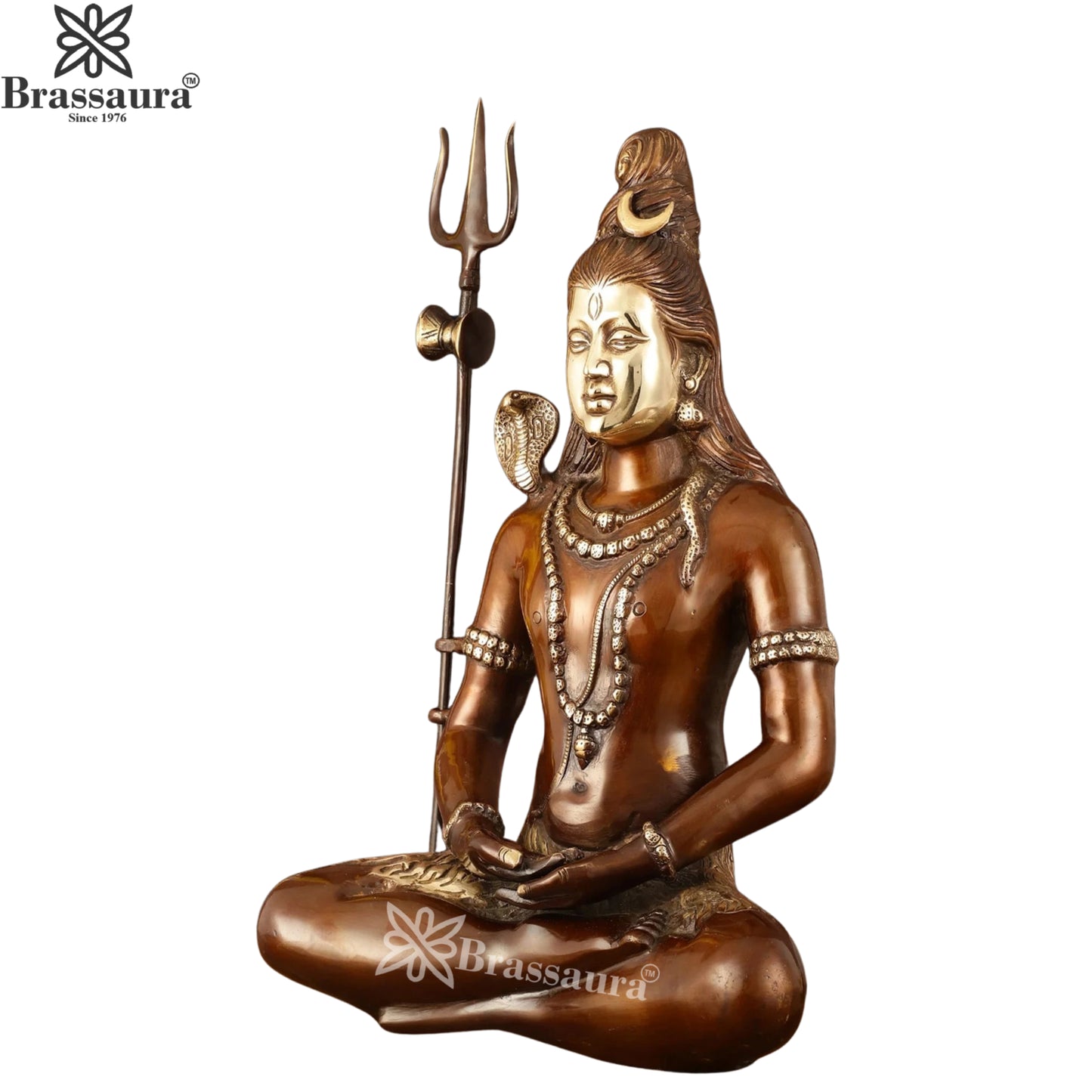 Brassaura™ Brass Lord Shiva Murti – Height 20 Inches & Weight 12 Kgs | Sacred Home Décor