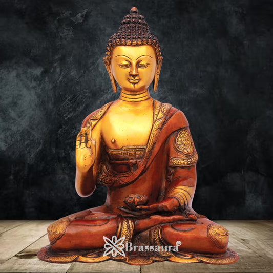 Brass Blessing Buddha Weight 6.8 kg & Height 13.5 Inch