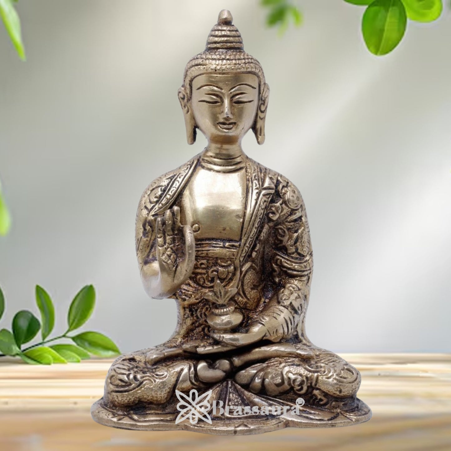 Brass Blessing Buddha Weight 1.1 kg & Height 6 Inch