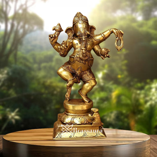 Brass Dancing Ganesha Statue Weight 3 Kg & Height 8.5 Inch