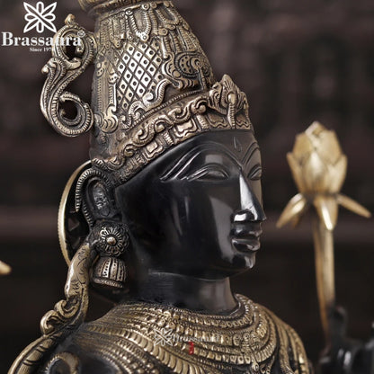 Brassaura™ Elegant Brass Laxmi Murti – Height 39 Inches & Weight 31.48 Kgs | Temple & Home Décor
