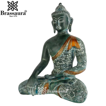 Brass Bhumisprasa Artistic Buddha Weight 4.7 kg & Height 11 Inch