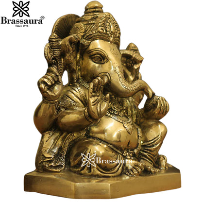 Brass Ganesha Statue Weight 3.8 Kg And Height 8 Inch