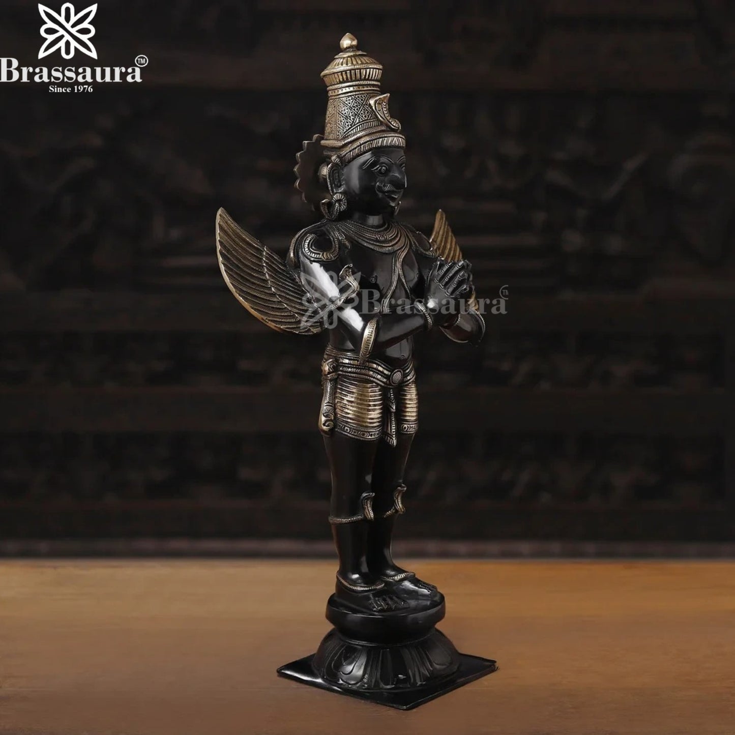 Brass Standing Garud Statue Weight 9.58 Kg And Height 22 Inch