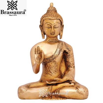Brass Bhumisprasa Buddha Weight 1.7 kg & Height 7.5 Inch