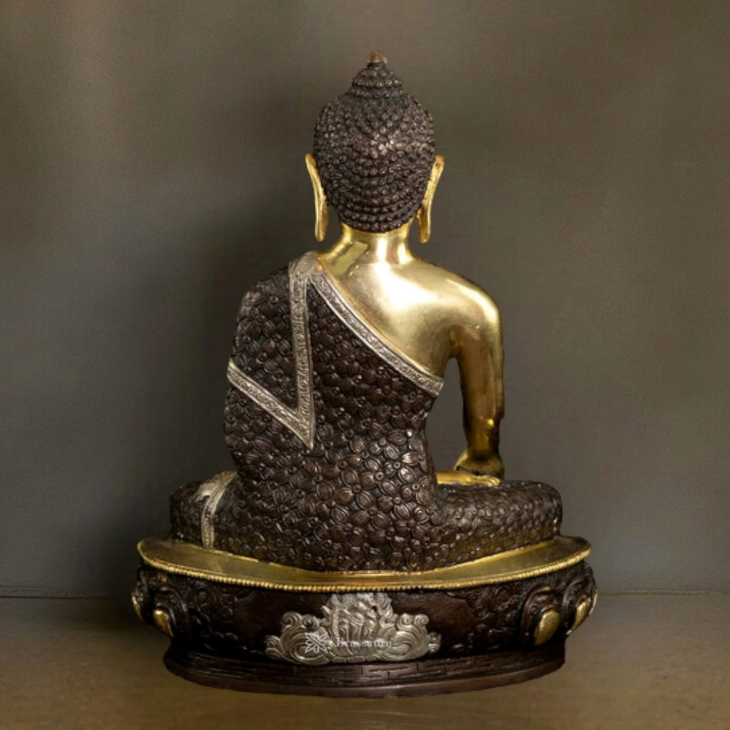 Brassaura™ Pure Brass Bhumisparsha Mudra Buddha Statue – Height 13 Inches, Weight 6.8 Kgs