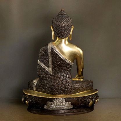 Brassaura™ Pure Brass Bhumisparsha Mudra Buddha Statue – Height 13 Inches, Weight 6.8 Kgs