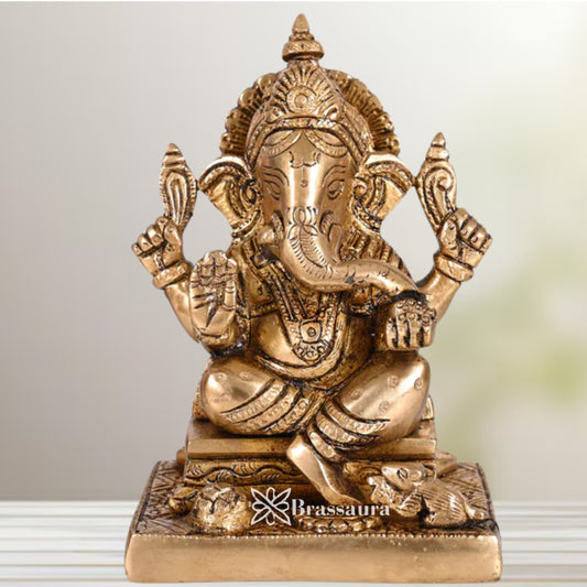 Brass Ganesha Statue Weight 1.51 Kg & Height 5 Inch