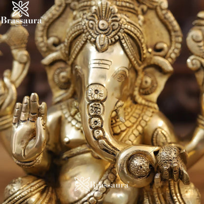 Brass Ganesha Weight 6.62 Kg & Height 12.5 Inch