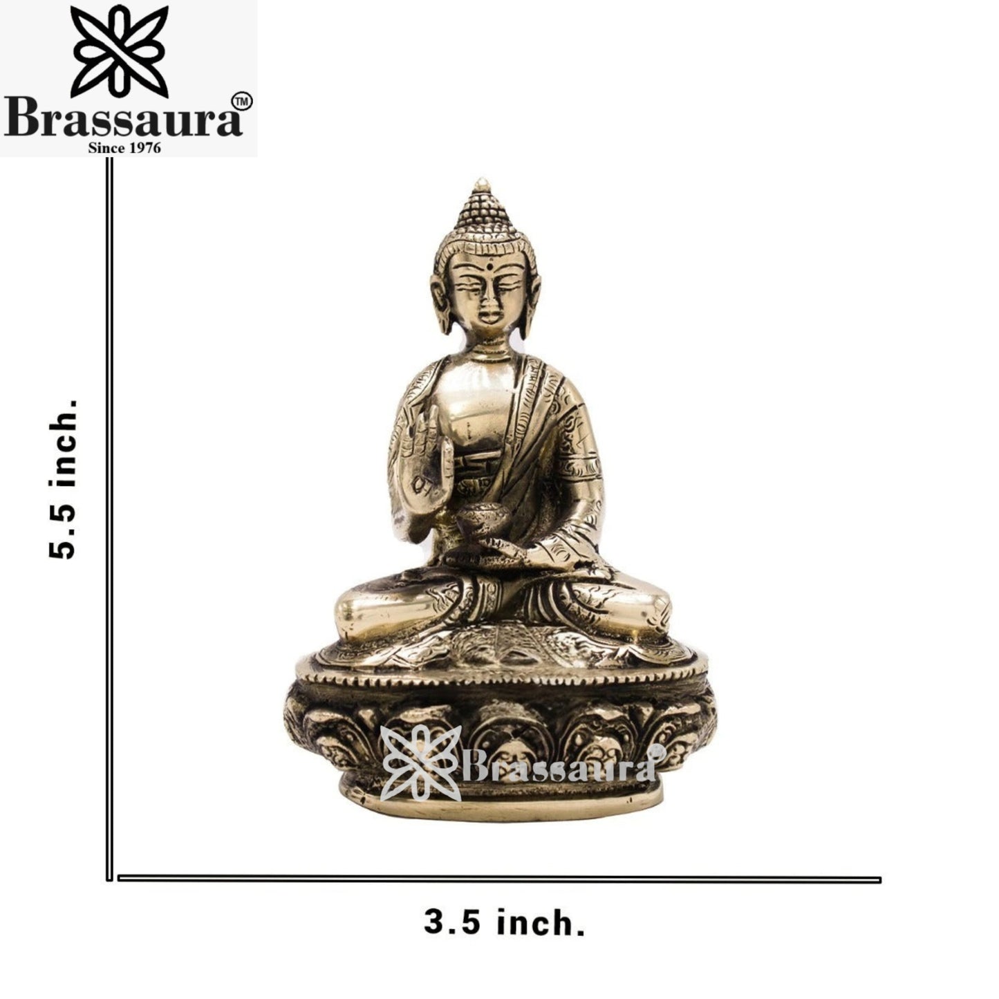 Brass Blessing Buddha Weight 0.9 kg & Height 5.5 Inch