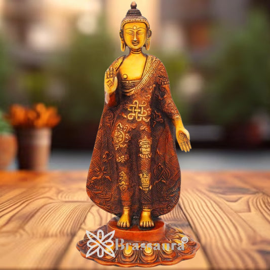 Brass standing Buddha Weight 2.2 Kg & Height 11 Inch