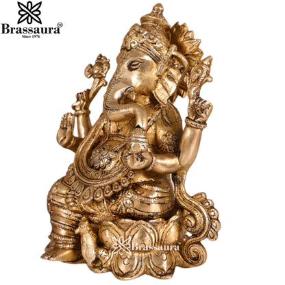Brass Jewellery Ganesha Statue Weight 3.4 Kg & Height 8 Inch