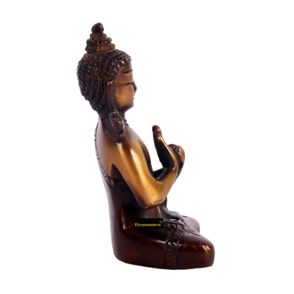 Brassaura™ Set of 6 Miniature Brass Buddha Statues – Height 3 Inches | Weight 1.2 Kgs | Different Mudras