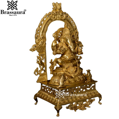 Brass Ring Ganesha Statue Weight 30 Kg & Height 28 Inch