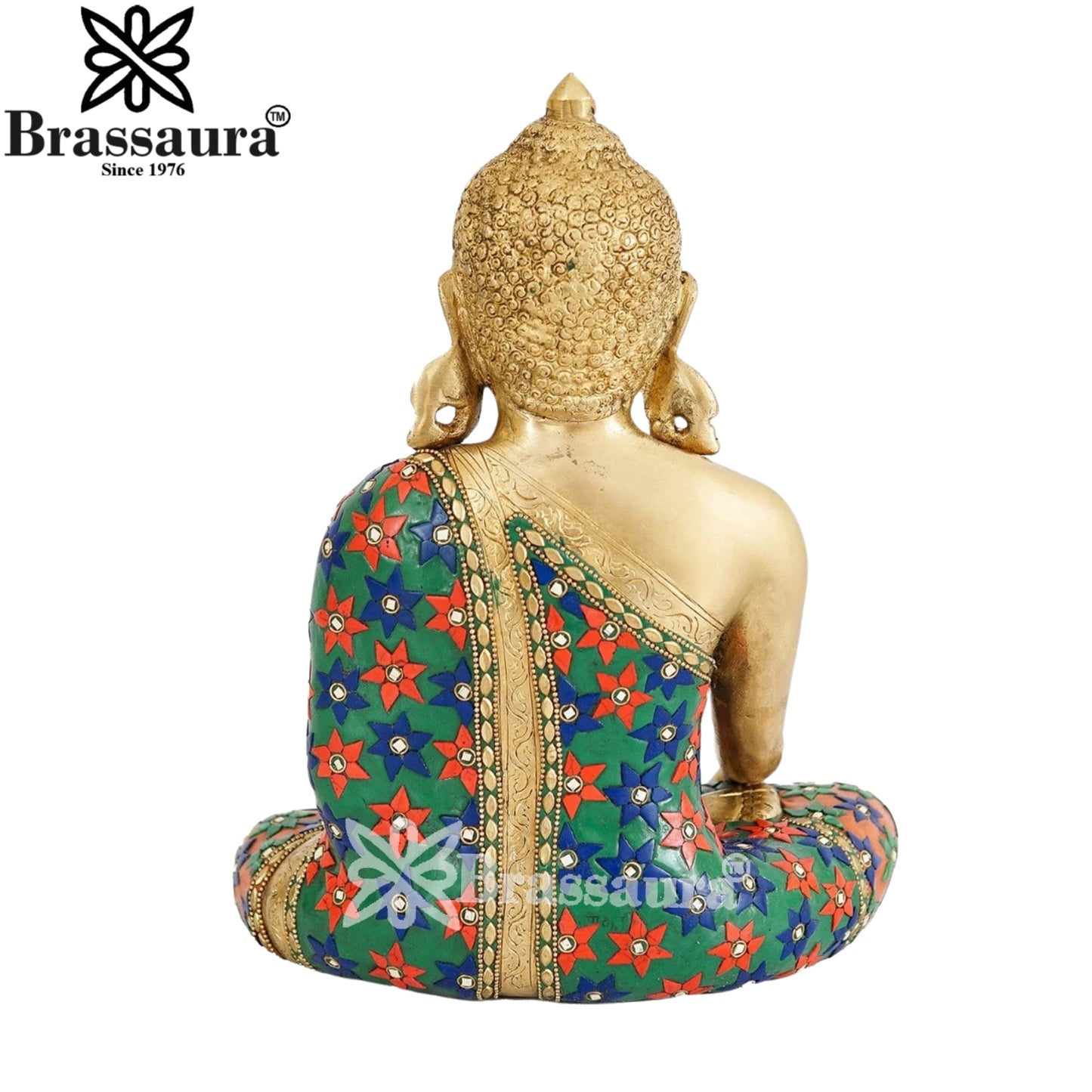 Brass Bhumisprasa Multicolored Buddha Weight 6 kg & Height 12 Inch