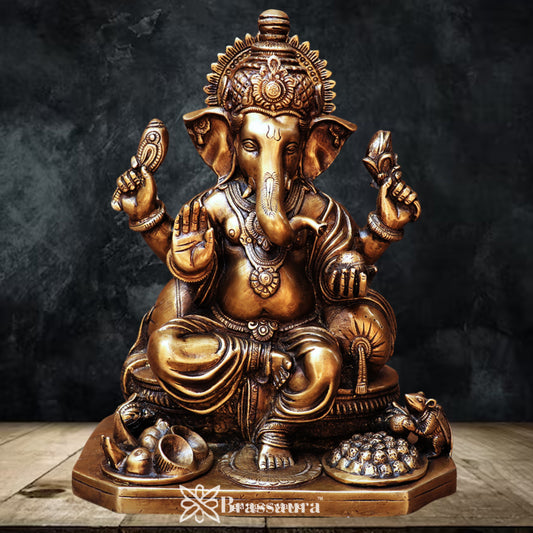 Brass Ganesha Statue Weight 10.6 Kg & Height 13 Inch