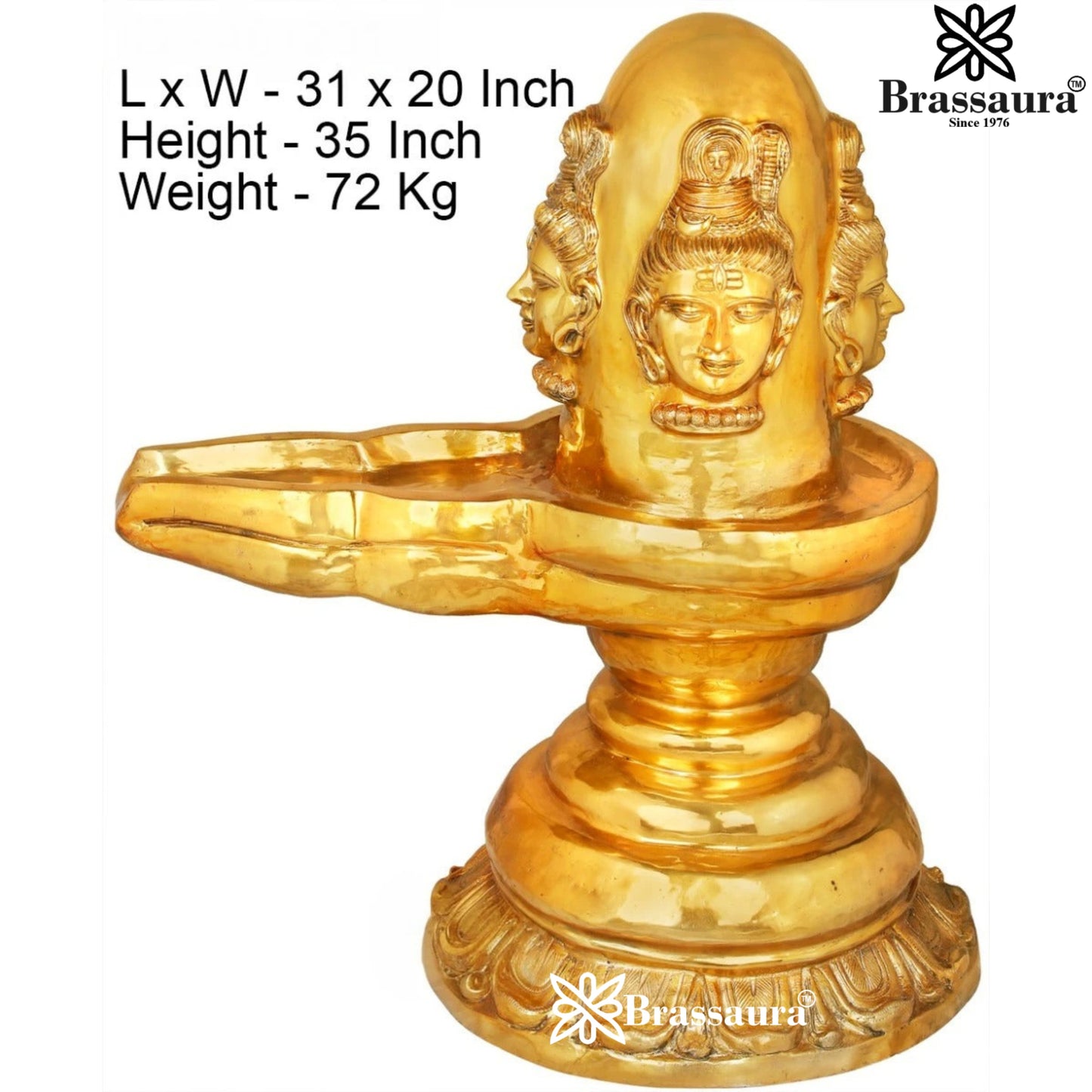 Brass Royal Golden Shivling Weight 72 Kg & Height 35 Inch