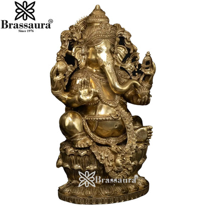 Brass Ganesha Statue Weight 34.5 Kg And Height 26 Inch