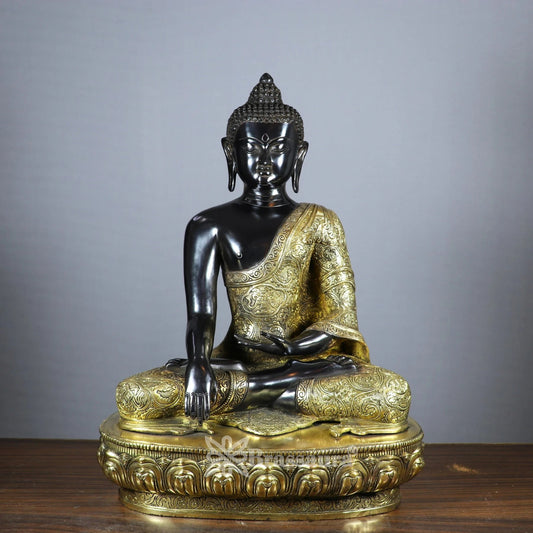 Brass Bhumisprasa Multicolored Buddha Weight 23 kg & Height 22 Inch