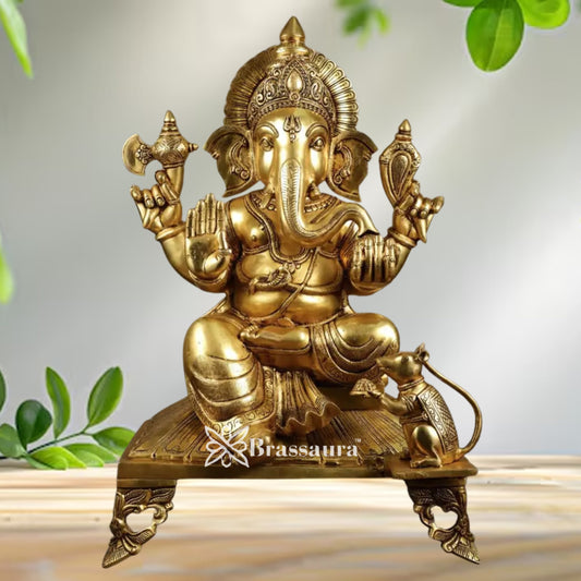 Brass Super fine Ganesha Statue Weight 41 Kg & Height 27 Inch