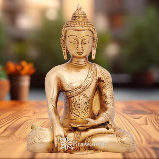 Brass Bhumisprasa Buddha Weight 1.7 kg & Height 7.5 Inch