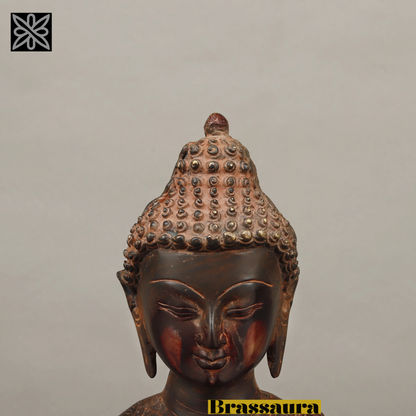 Brassaura™ Brass Buddha Statue in Blessing Posture – Height 17 Inches | Weight 9.88 Kgs | Copper Rustic Finish