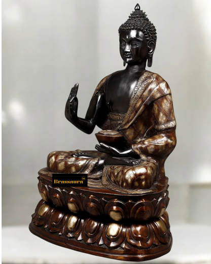 Brassaura™ Pure Brass Buddha Idol – Height 38 Inches, Weight 54.85 Kgs