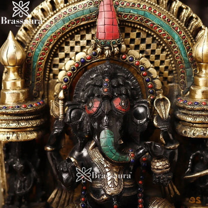 Brass Ring Ganesha Weight 20.3 Kg & Height 18.5 Inch