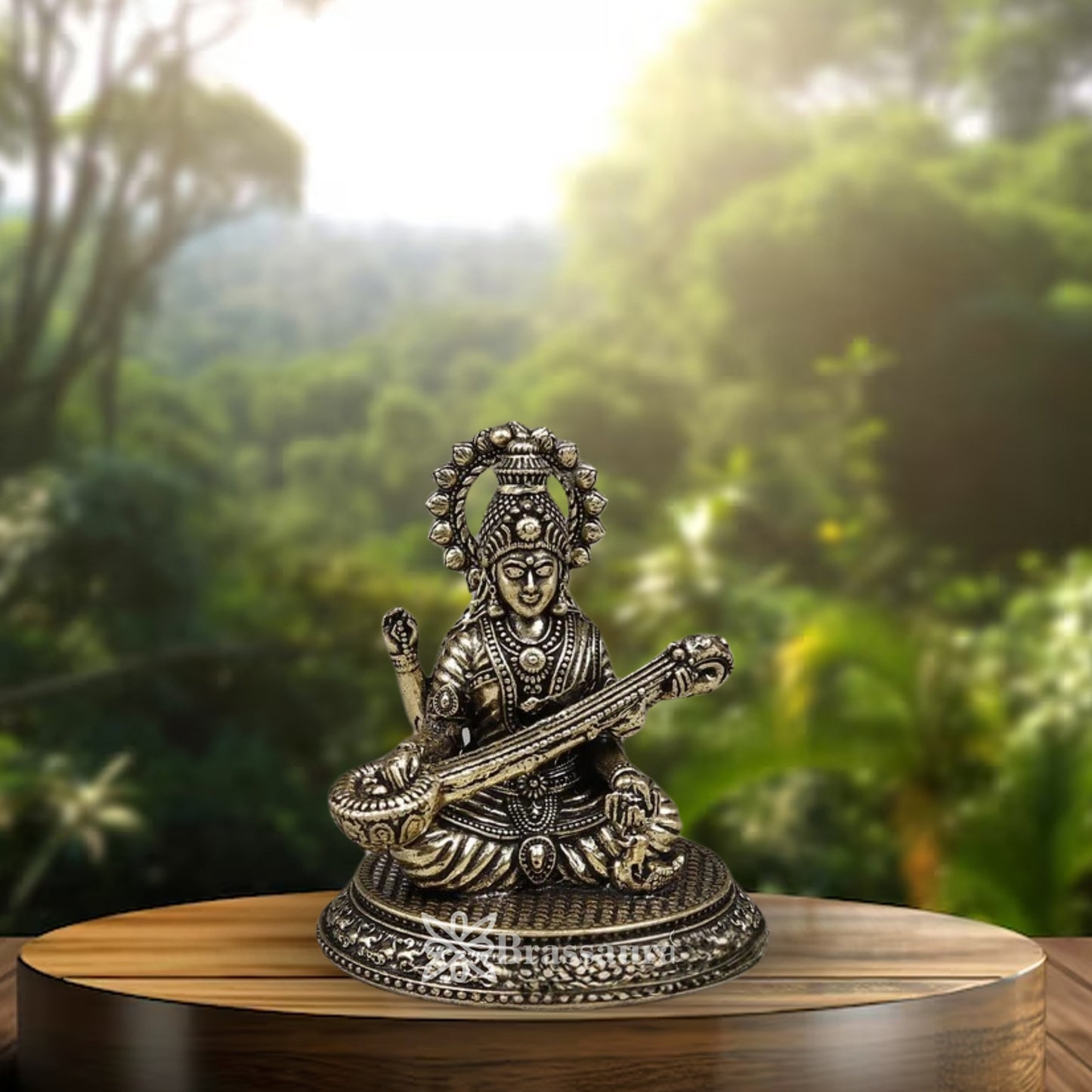 Brass Superfine Saraswati Statue Weight .110 Kg And Height 3 Inch