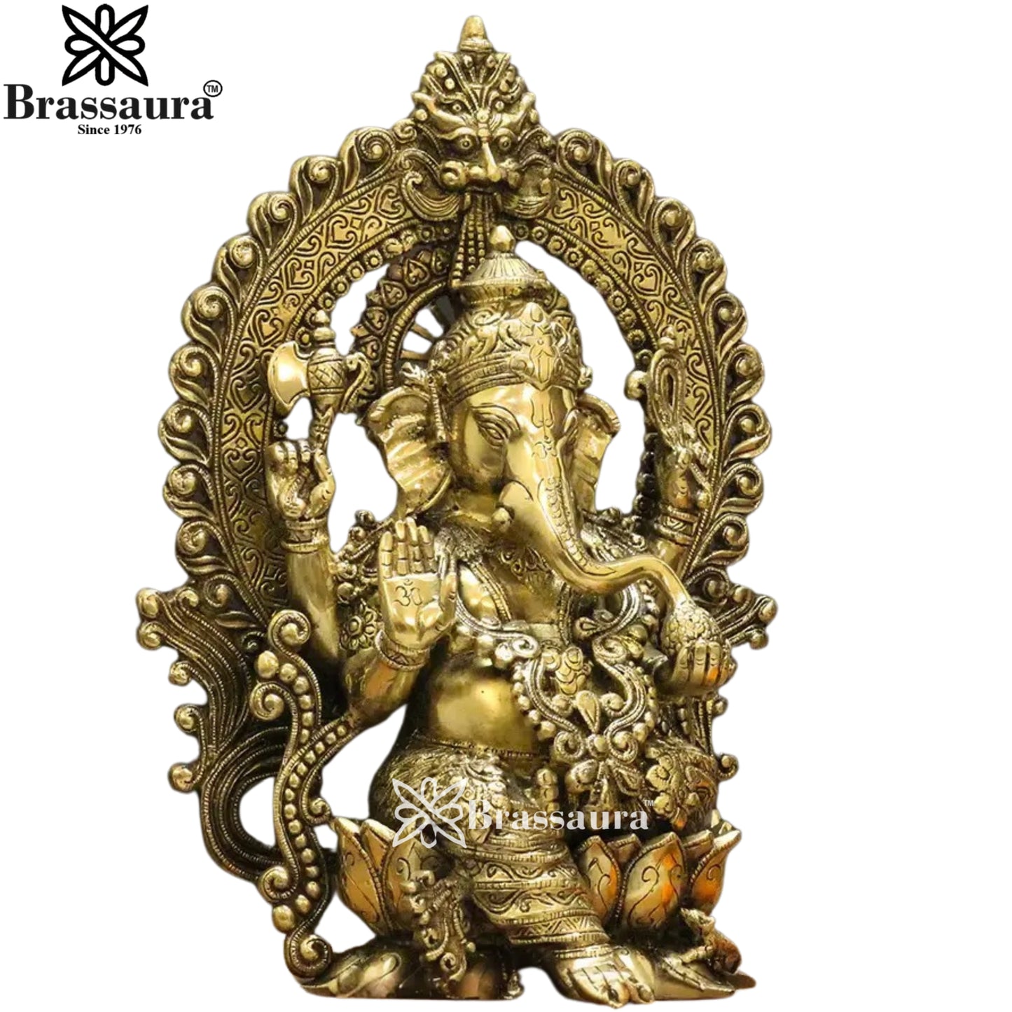 Brass Jewellery Ganesha Statue Weight 10.72 Kg And Height 15.5 Inch