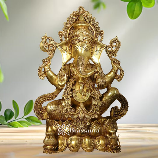 Brass Ganesha Weight 21 Kg & Height 20.7 Inch